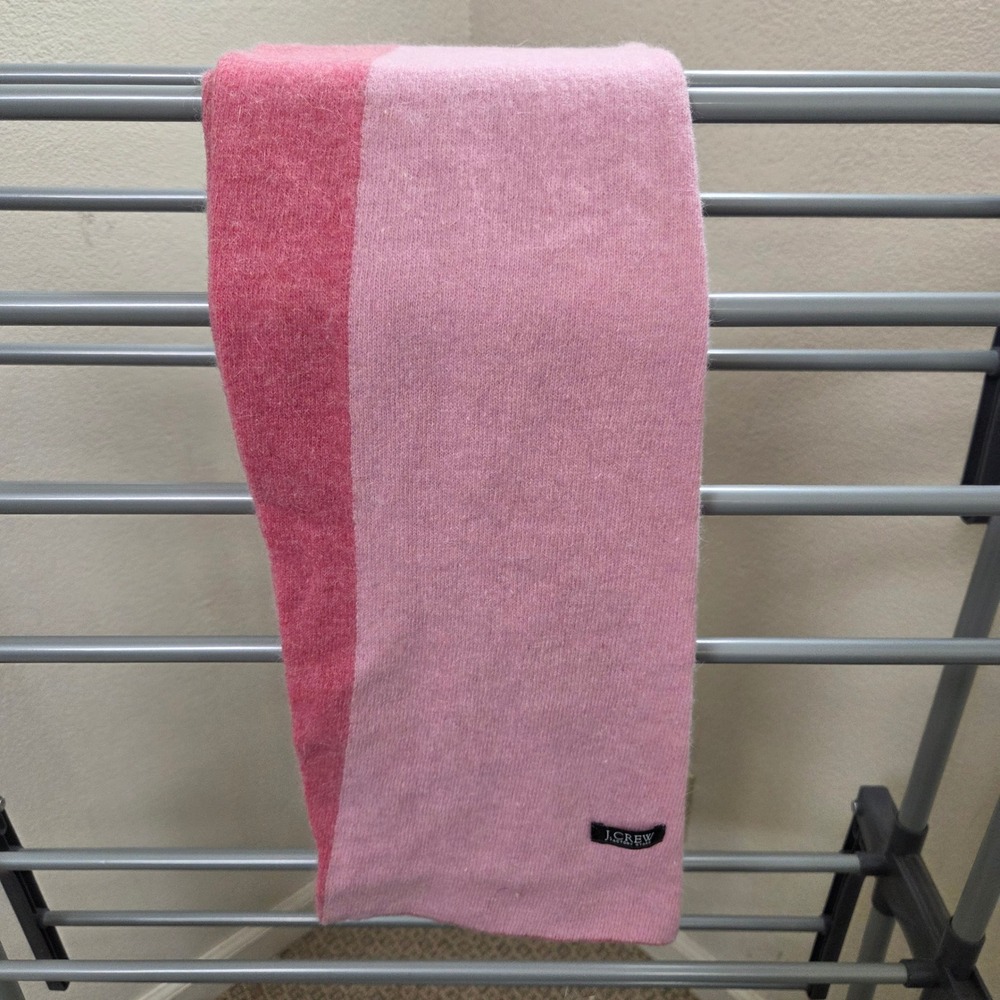 J Crew Factory Pink Colorblock Knit Scarf Two Tone Magenta Soft Winter Accessory